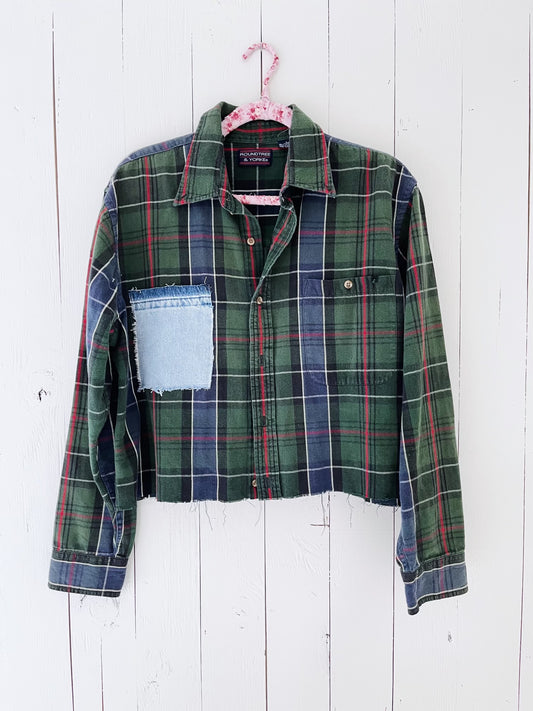 Cropped Plaid Button Up