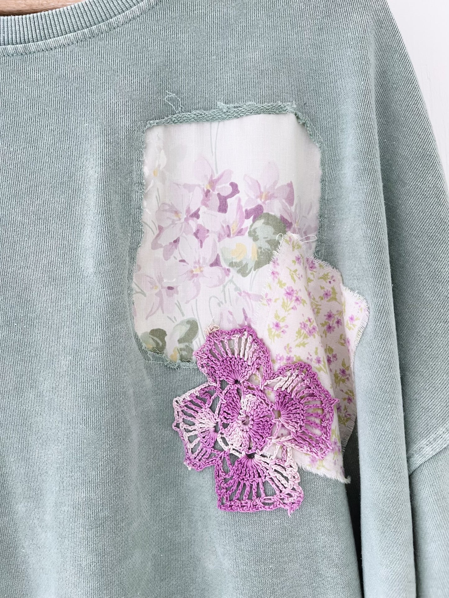 Purple & Cream Appliqué Crewneck