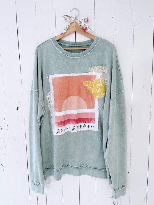 Sun Seeker Mixed Media Crewneck