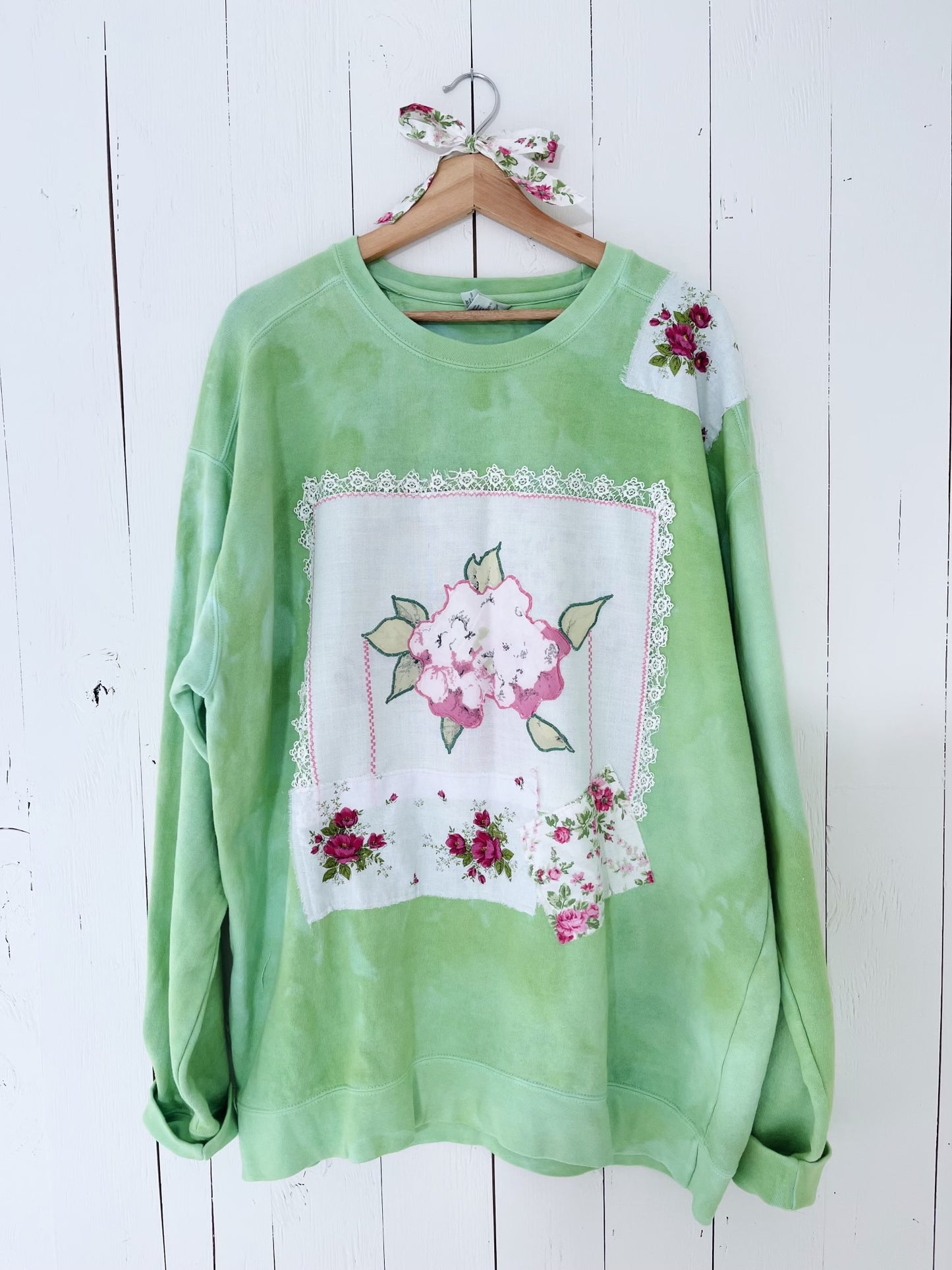 Pink/Green Floral Crewneck
