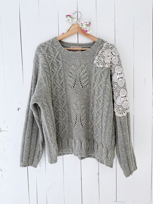 Sweater With Crochet Appliqué