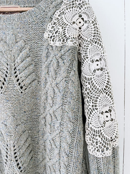 Sweater With Crochet Appliqué